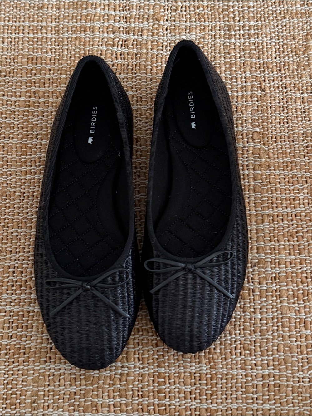 Birdies Black Quilted Ballet Flats with Bow